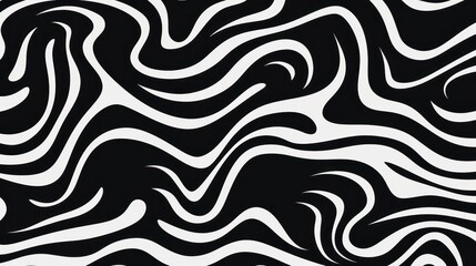 Wavy swirl brush trokes. Curved Lines. Black and White Wallpaper for design. Desktop Background. Design Template. Seamless design. 