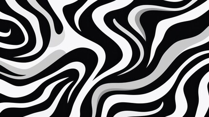 Wavy swirl brush trokes. Curved Lines. Black and White Wallpaper for design. Desktop Background. Design Template. Seamless design. 