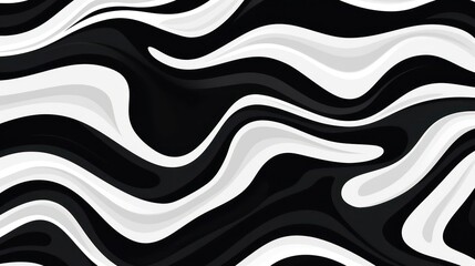 Wavy swirl brush trokes. Curved Lines. Black and White Wallpaper for design. Desktop Background. Design Template. Seamless design. 