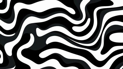Wavy swirl brush trokes. Curved Lines. Black and White Wallpaper for design. Desktop Background. Design Template. Seamless design. 