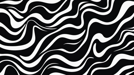 Wavy swirl brush trokes. Curved Lines. Black and White Wallpaper for design. Desktop Background. Design Template. Seamless design. 