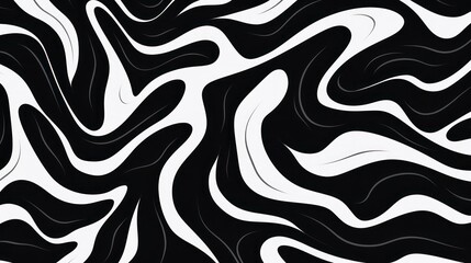 Wavy swirl brush trokes. Curved Lines. Black and White Wallpaper for design. Desktop Background. Design Template. Seamless design. 