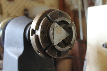 Close up of a lathe machinery