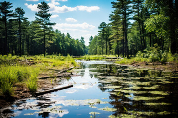 Obraz premium View of a wetland as conservation and sustainability background