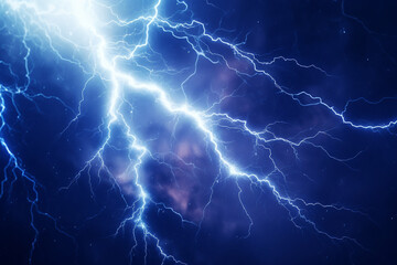 Electric flash of lightning on a blue background