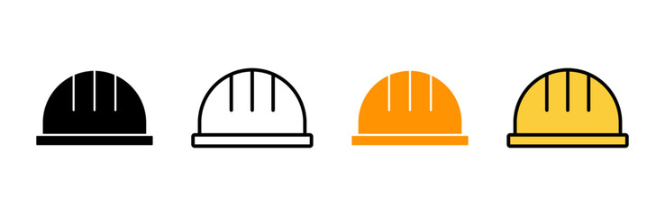 Helmet icon set vector. Motorcycle helmet sign and symbol. Construction helmet icon. Safety helmet