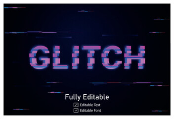 Futuristic Glitch text effect for video game text for editable cyberpunk VHS text effect