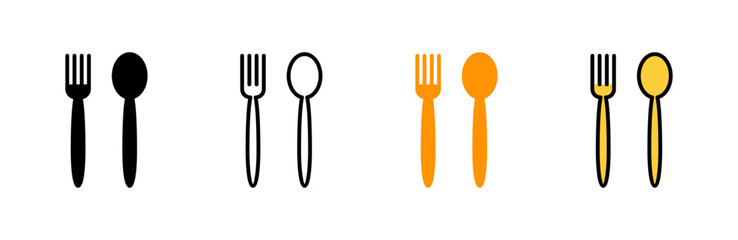 spoon and fork icon set vector. spoon, fork and knife icon vector. restaurant sign and symbol