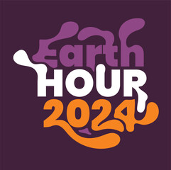Earth hour 2024 typography lettering vector