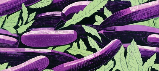 Eggplant background art. Risograph print texture. Generative AI technology.