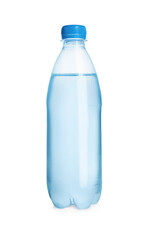 One plastic bottle with fresh water isolated on white