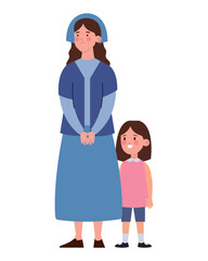 jewish woman and girl illustration