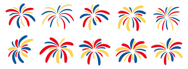 Fototapeta premium Colorful Fireworks Illustration Collection