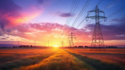 Fotobehang power electric energy background illustration voltage current, renewable grid, transmission distribution power electric energy background © vectorwin