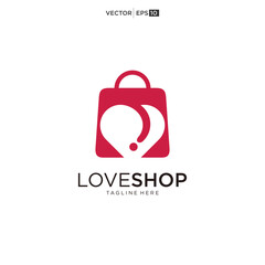 Love Shop Logo designs Template, bag combined with heart