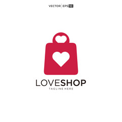 Love Shop Logo designs Template, bag combined with heart