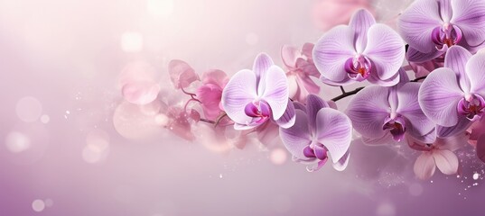 Fototapeta na wymiar Pink orchid flowers background. Generative AI technology.
