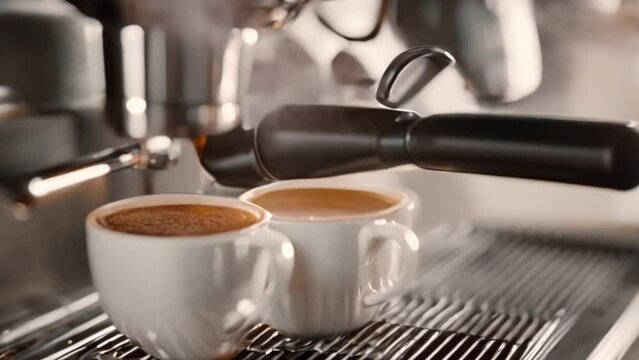 the process of making coffee in a coffee machine, footage, 4k footage, short video