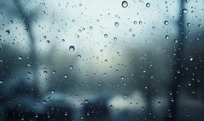 foggy window rain and  droplet , winter 