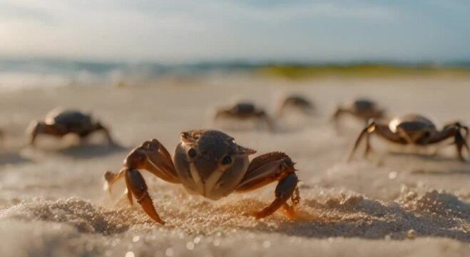 group of crabs on the beach