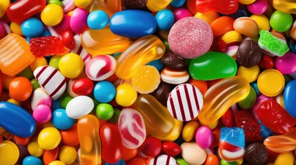 Foto op Plexiglas chocolates assorted candy food illustration jellybeans licorice, toffees mints, truffles fudge chocolates assorted candy food © vectorwin