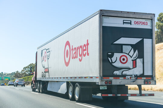 May 23, 2021 Pinole / CA / USA - Target delivery truck driving on the freeway