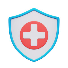 Obraz premium Medical Shield 3D Rendering Icon Isolated Transparent Background