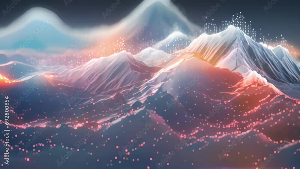 Poster a virtual landscape of data mountains and valleys, revealing the terrain of information necessary fo