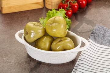 Homemade pickled green tomato appetizer