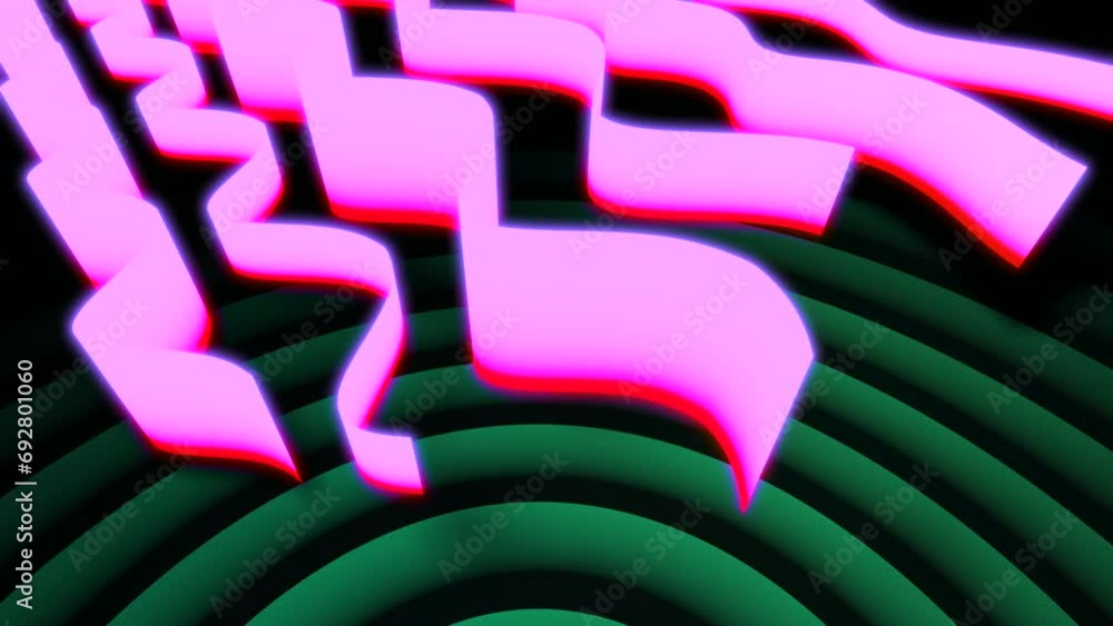 Poster wavy lines move in space on background of circles. design. beautiful wavy lines move in space. virtu
