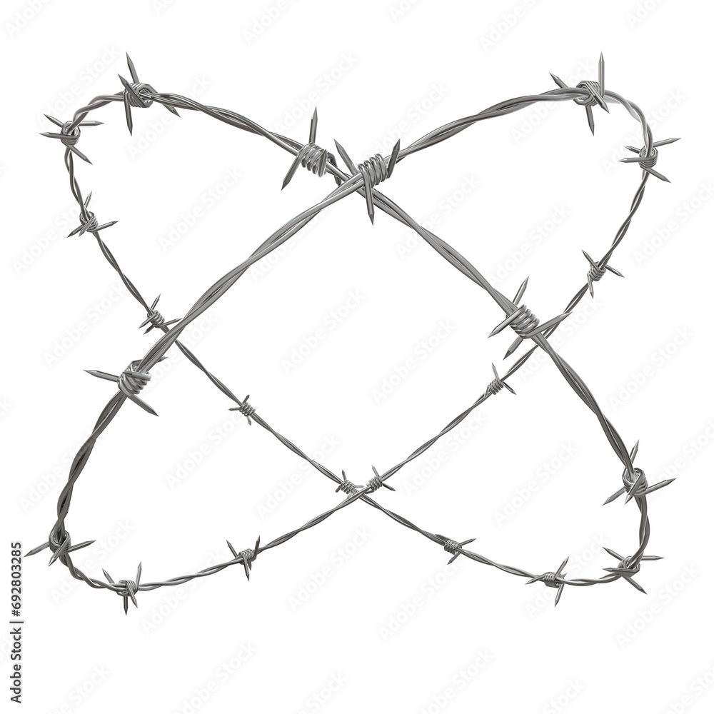 Aufkleber this 3d artwork portrays two circles of barbed wire that interlock and cross each other. the artwork