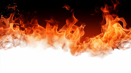 燃え盛る炎のフレーム素材　白背景