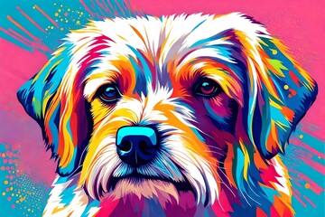 colorful art dog head with pop art style isolated background. wpap style - obrazy, fototapety, plakaty