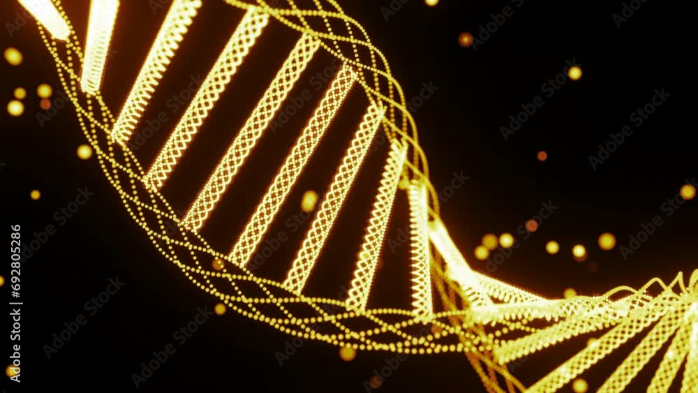 Aufkleber dna helix rotates with glowing dots. design. beautiful rotating spiral of dna with magic dots. glowi