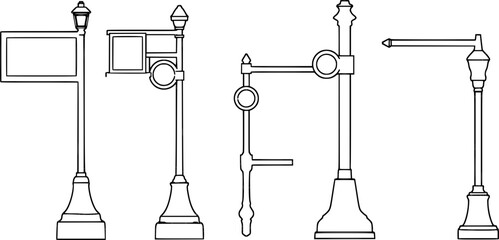 Vintage 2D Vector Illustration of Historical Lights for Design Projects