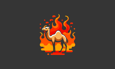 camel and flames vector illustration flat design