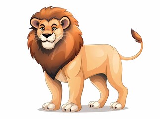 Lion isolated on white background Cartoon style, Generative AI illustrations.