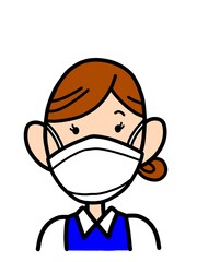 マスク姿のオフィスレディ