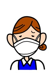 マスクをしてツラそうなオフィスレディ