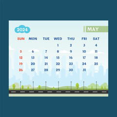 May 2024 Illustration Calendar Vector Artwork I Nature and Development