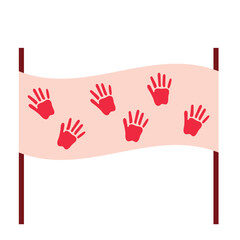 red hand day illustration of hands on signboard