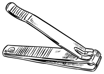 nail clipper handdrawn illustration - obrazy, fototapety, plakaty