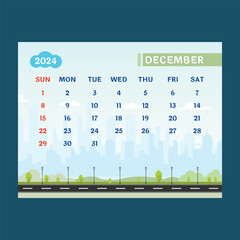 December 2024 Illustration Calendar Vector Artwork I Nature and Development
