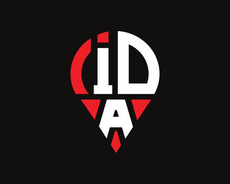 letter ida logo location shape logo design.