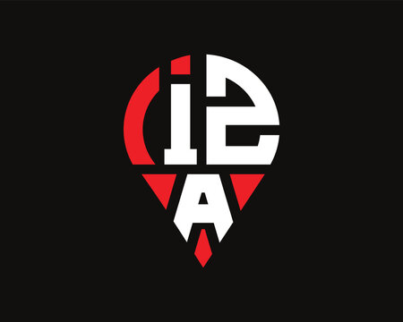 IZA letter location shape logo design.
