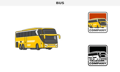 Illustration vector graphic of Public Bus , colorful and black and white color variation, Logo Badge Template vector