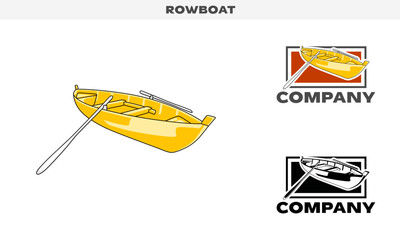 Illustration vector graphic of Rowboat , colorful and black and white color variation, Logo Badge Template vector