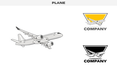 Illustration vector graphic of Public Plane, colorful and black and white color variation, Logo Badge Template vector