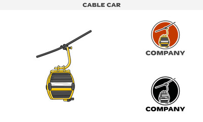 Illustration vector graphic of Cable Car, colorful and black and white color variation, Logo Badge Template vector