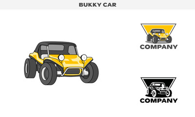 Illustration vector graphic of Buggy Car , colorful and black and white color variation, Logo Badge Template vector